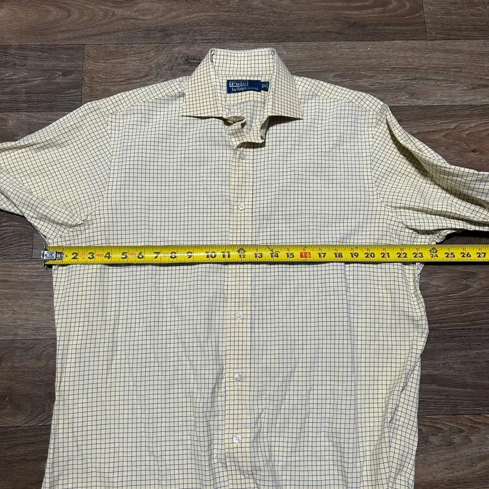 Polo Ralph Lauren Button Down Mens 16 34/35 Yellow Blue Check Spread Collar